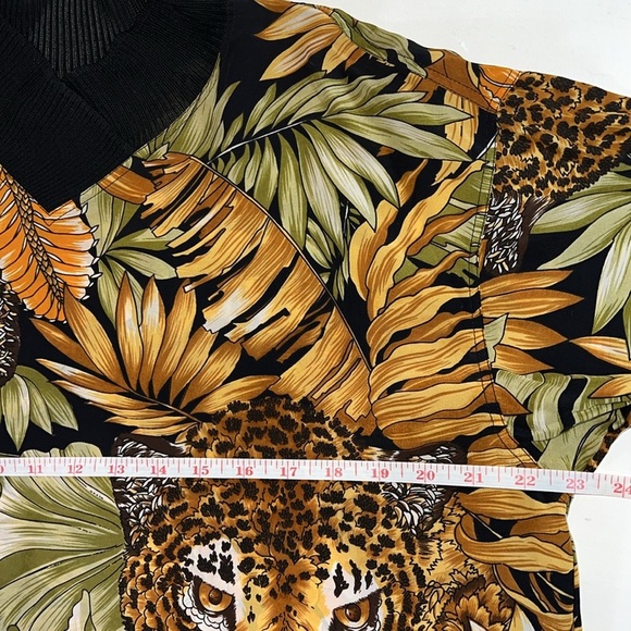 Vintage Ferragamo Jungle Print Tropical Animal Leopard Top Women Size L - Picture 7 of 11